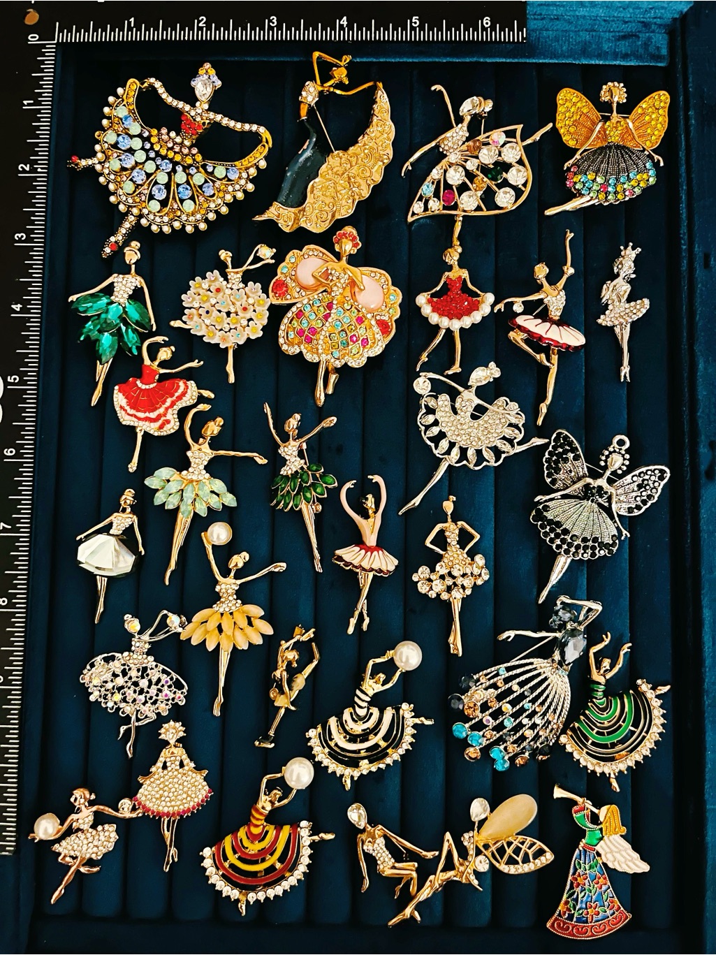 Lot 30 Ballerina Dancer Brooches Pins Enamel Rhinestone Pearl Ballet Angel Fairy